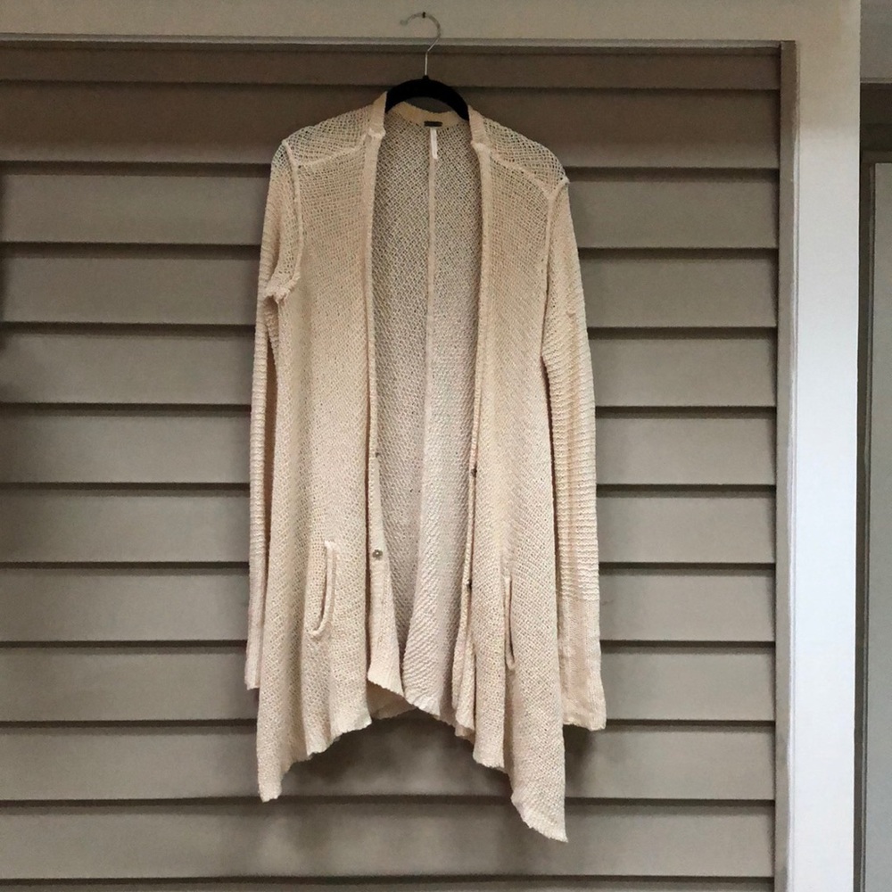 Free People Crochet Cream Cardigan